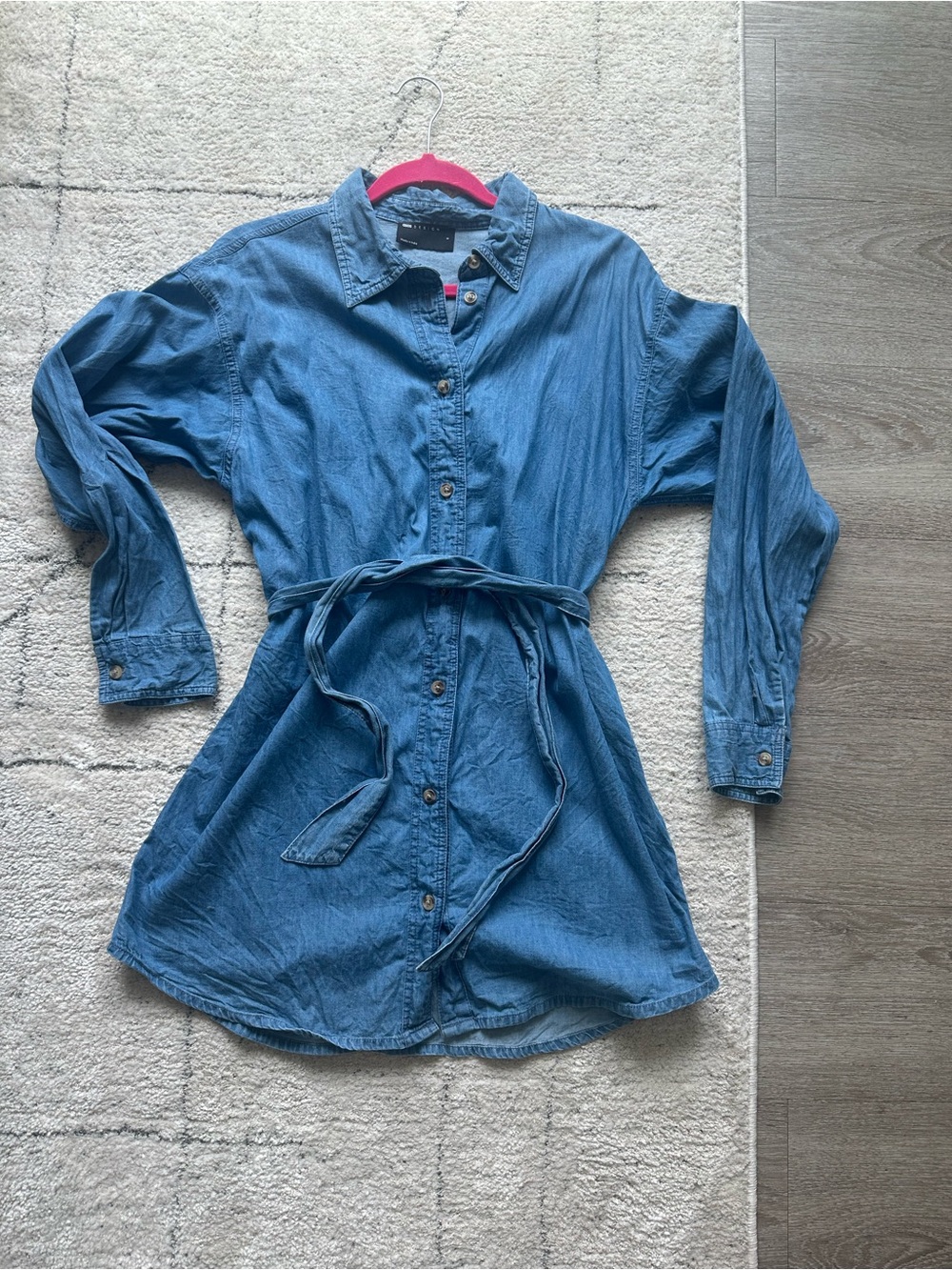 ASOS Blue Denim Mini Dress with Tie Waist